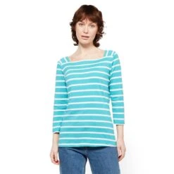 Regatta Ladies Polexia Square Neck Top Turquoise White Stripe -Sportswear Sale Store go 575859 z