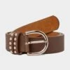 Womens Leather Belt With Rose Gold Detailing Bison Dark Brown -Sportswear Sale Store go 576966 a